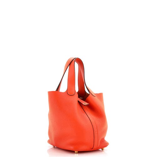 Pre-owned Hermes Hermes Picotin Lock Bag Clemence Pm In Orange