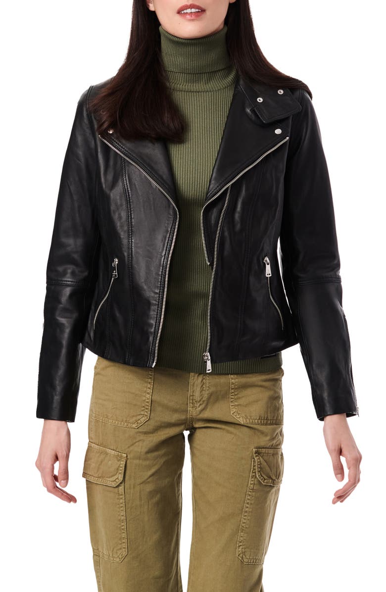 Bernardo Leather Moto Jacket, Alternate, color,