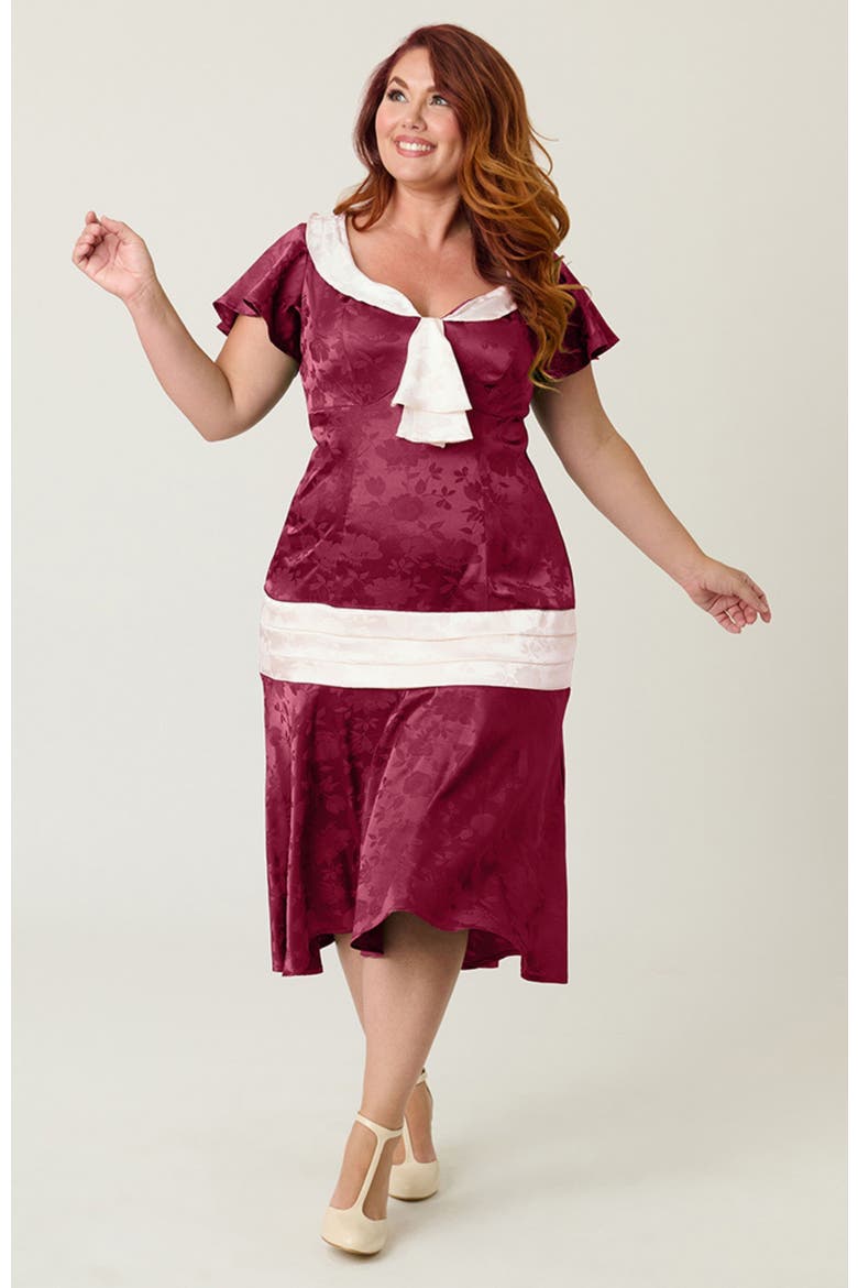 Plus Size 1920s Wilshire Flapper Day Dress, Alternate, color, Red & Ivory Wilshire