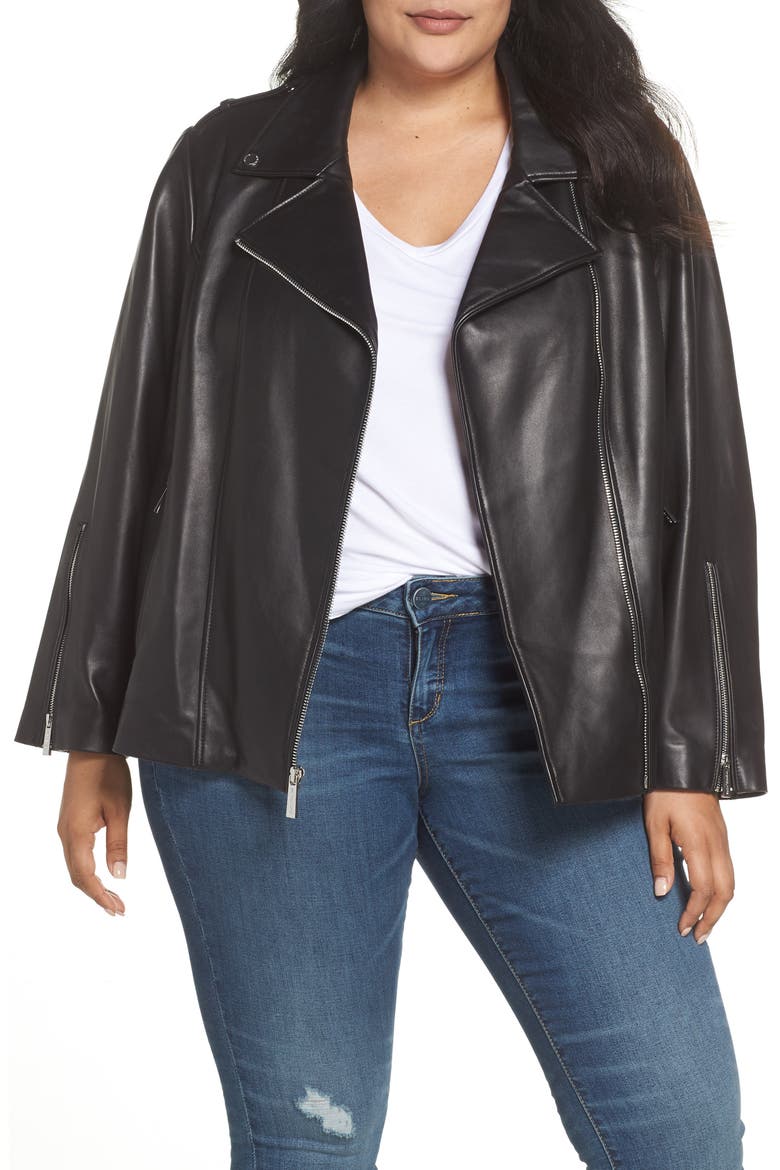 Classic Leather Moto Jacket, Main, color, BLACK