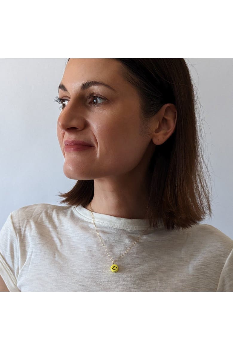 Charm Necklace, Alternate, color, Yellow smiley face