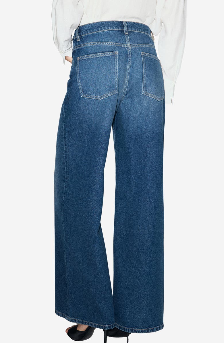 MANGO Asymmetric Button Wide Leg Jeans, Alternate, color, Dark Blue
