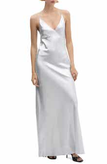 MANGO Metallic Satin Slipdress