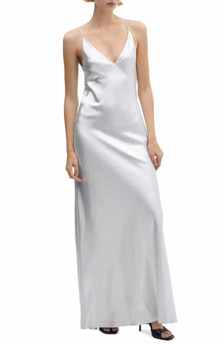 MANGO Metallic Satin Slipdress