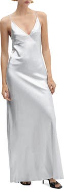MANGO Metallic Satin Slipdress