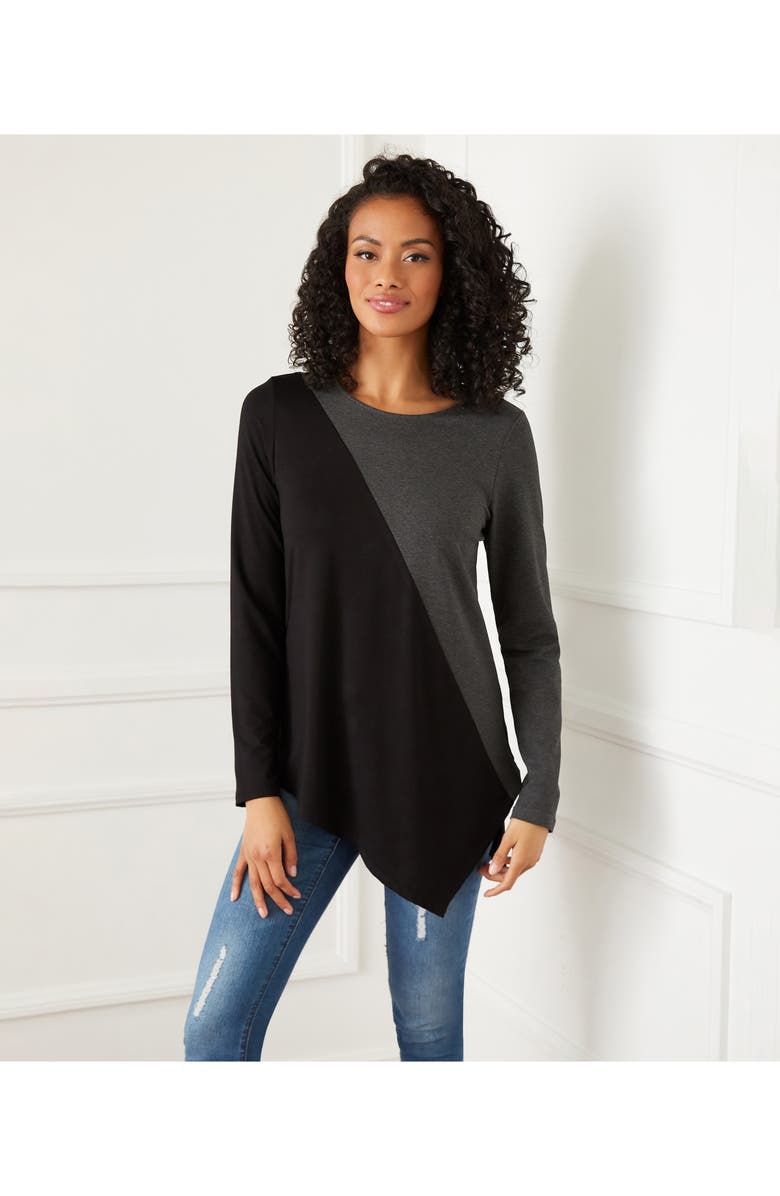 Karen Kane Colorblock Asymmetric Top, Alternate, color, 