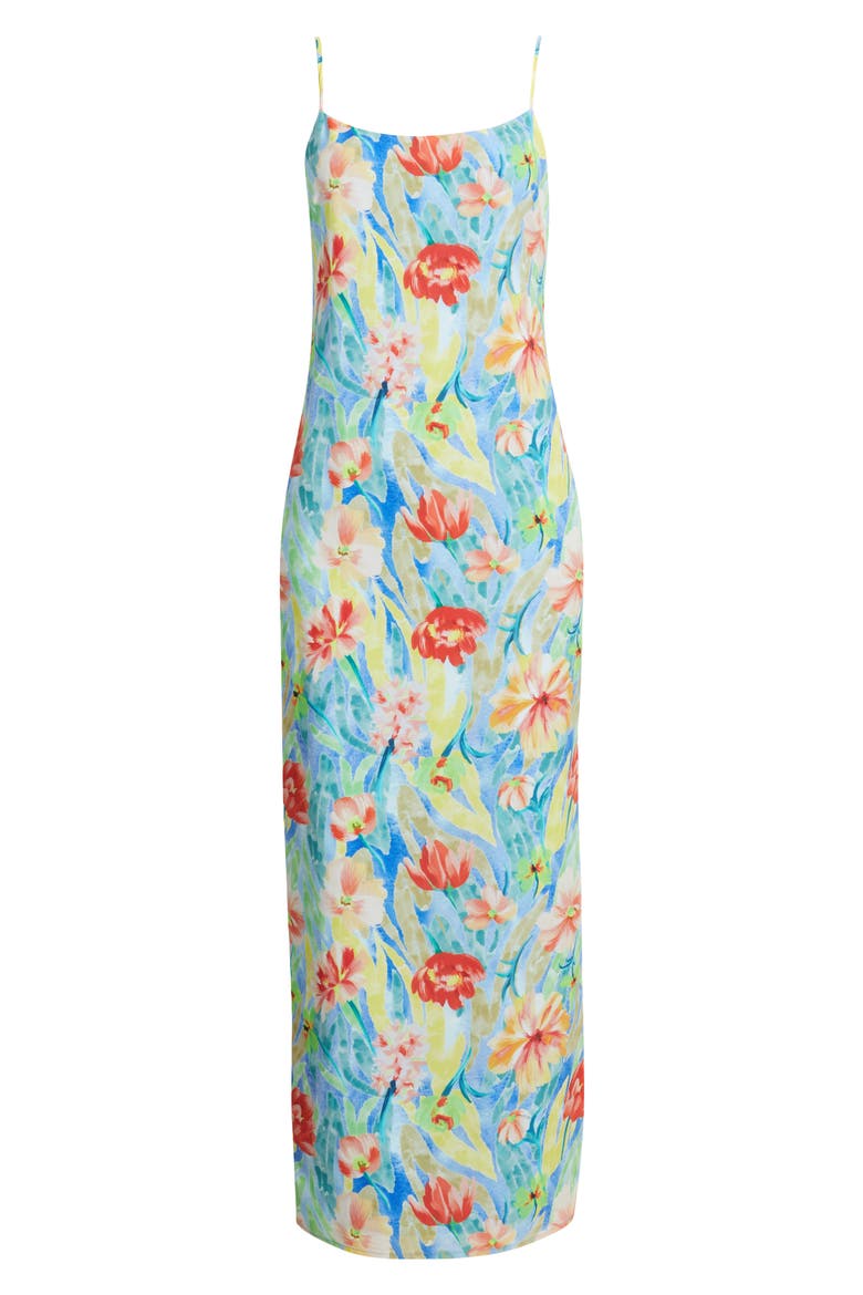 Floral Scoop Neck Maxi Dress, Alternate, color, BLUE MULTI
