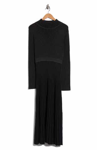 Mock Neck Long Sleeved Plaited Rib Dress