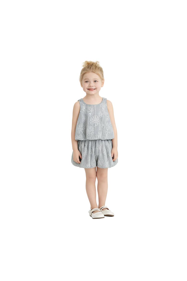 Floral Embroidered Short Set, Alternate, color, Grey