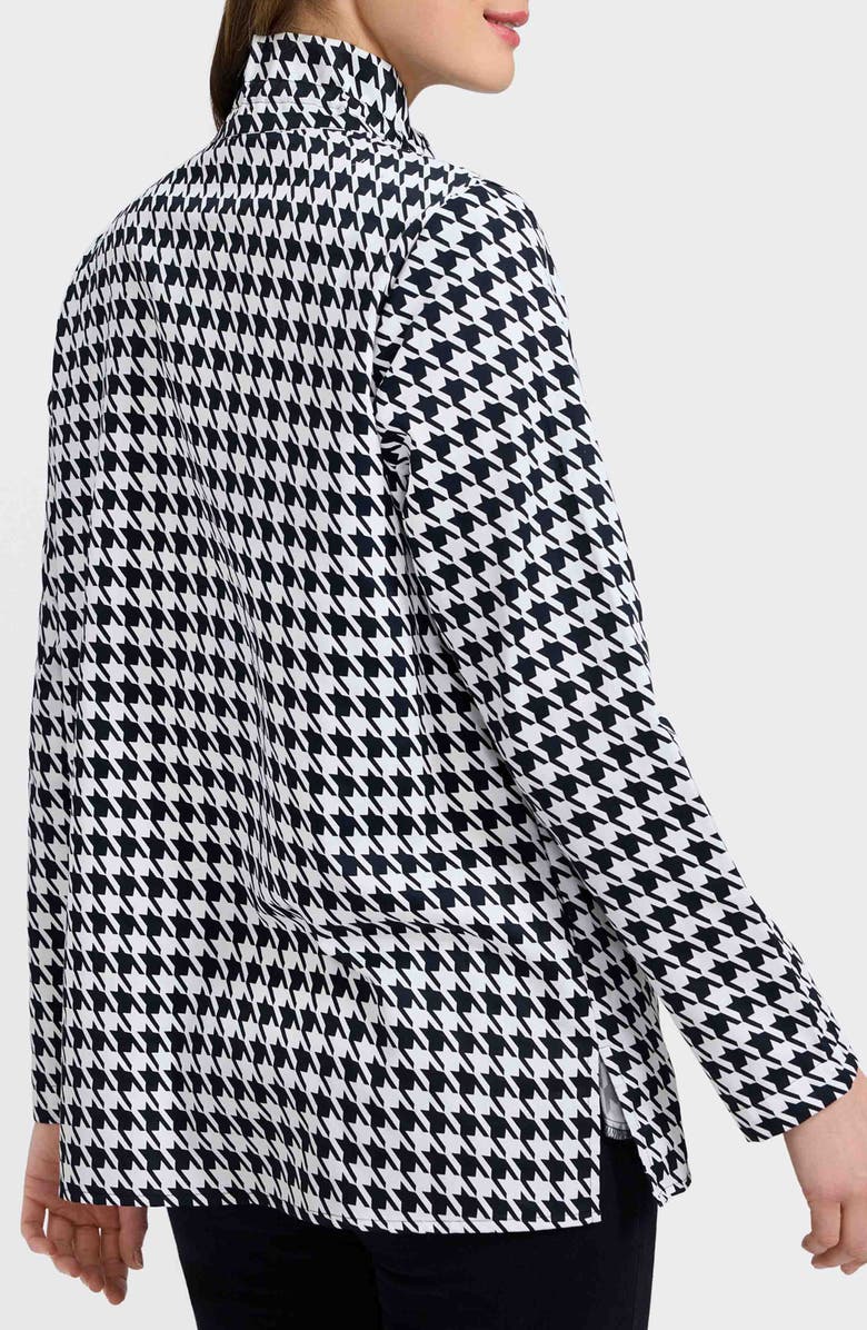 Foxcroft Carolina Houndstooth Print Cotton Button-Up Shirt, Alternate, color, Black/ White