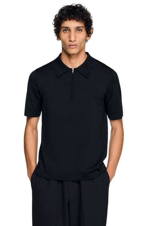 Knitted polo with zip collar