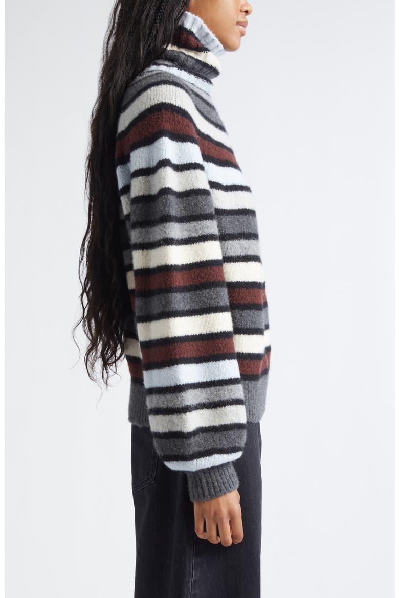 Danea Stripe Cashmere Blend Turtleneck Sweater, Alternate, color, NEUTRAL MULTI