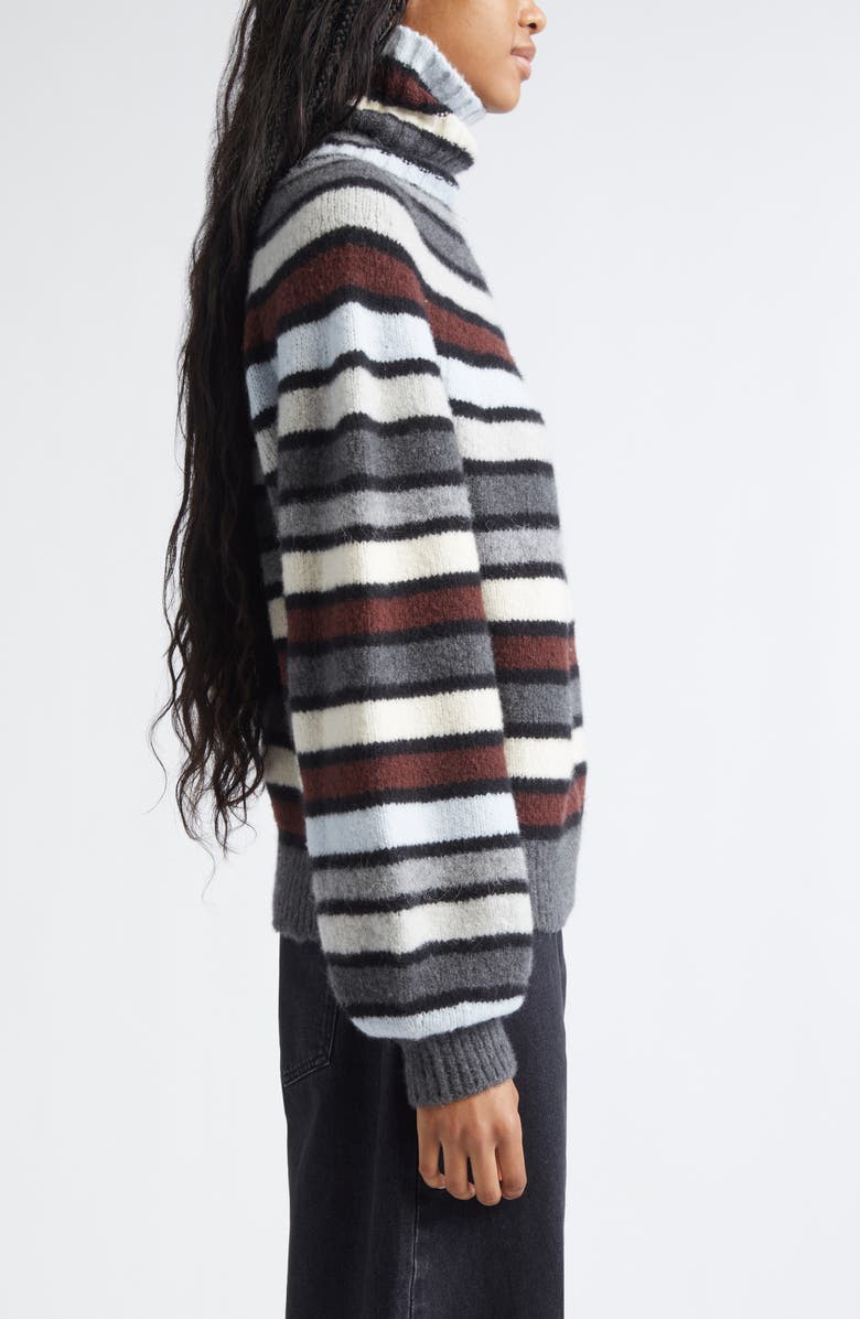 Proenza Schouler Danea Stripe Cashmere Blend Turtleneck Sweater, Alternate, color, Neutral Multi