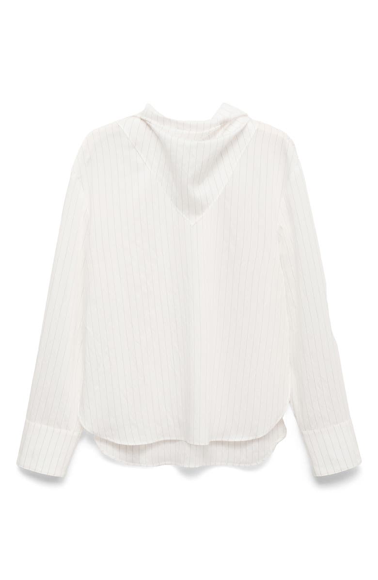 MANGO Pinstripe Long Sleeve Shirt with Scarf, Alternate, color, White
