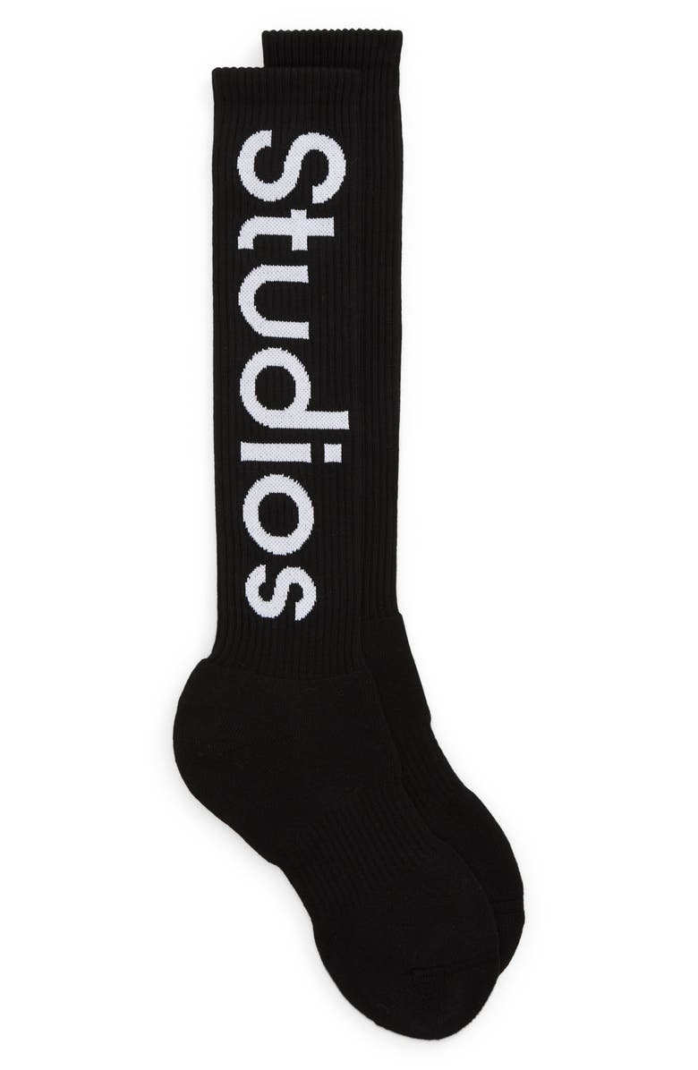 Acne Studios Logo Rib Socks, Main, color, 