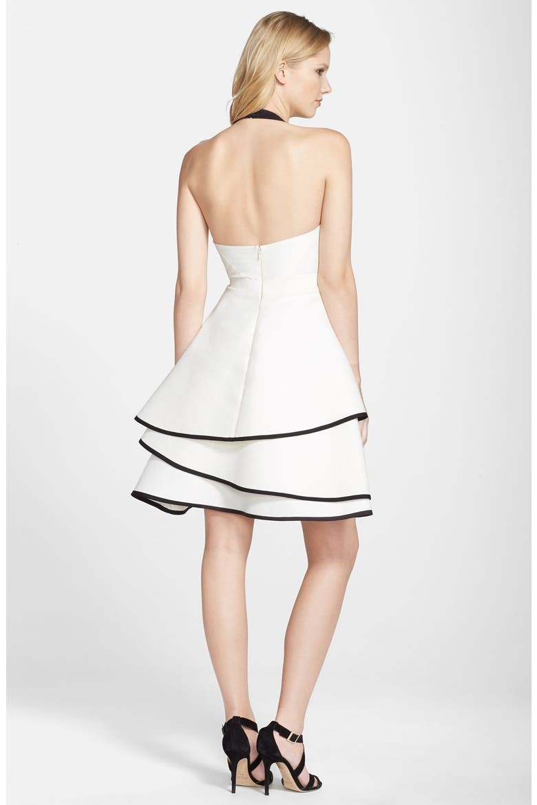 Cotton & Silk Halter Dress, Alternate, color, CHALK BLACK