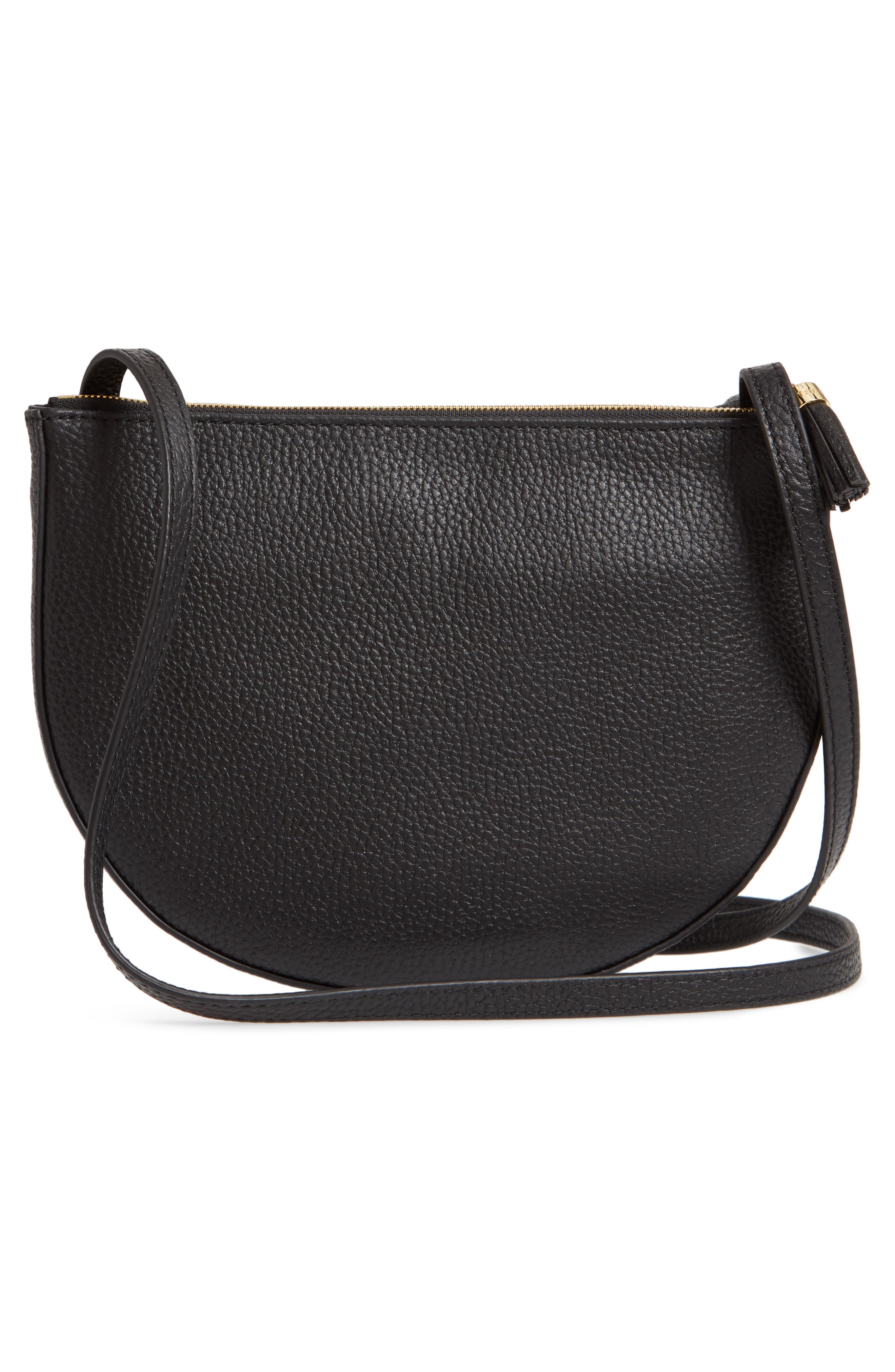 Ted Baker London Suzzane Semi Circle Double Zip Leather Crossbody Bag, Alternate, color, 