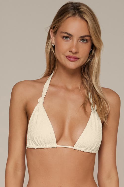 Swim Systems Mila Triangle Bikini Swimsuit Top In Cream Daisy Eyelet