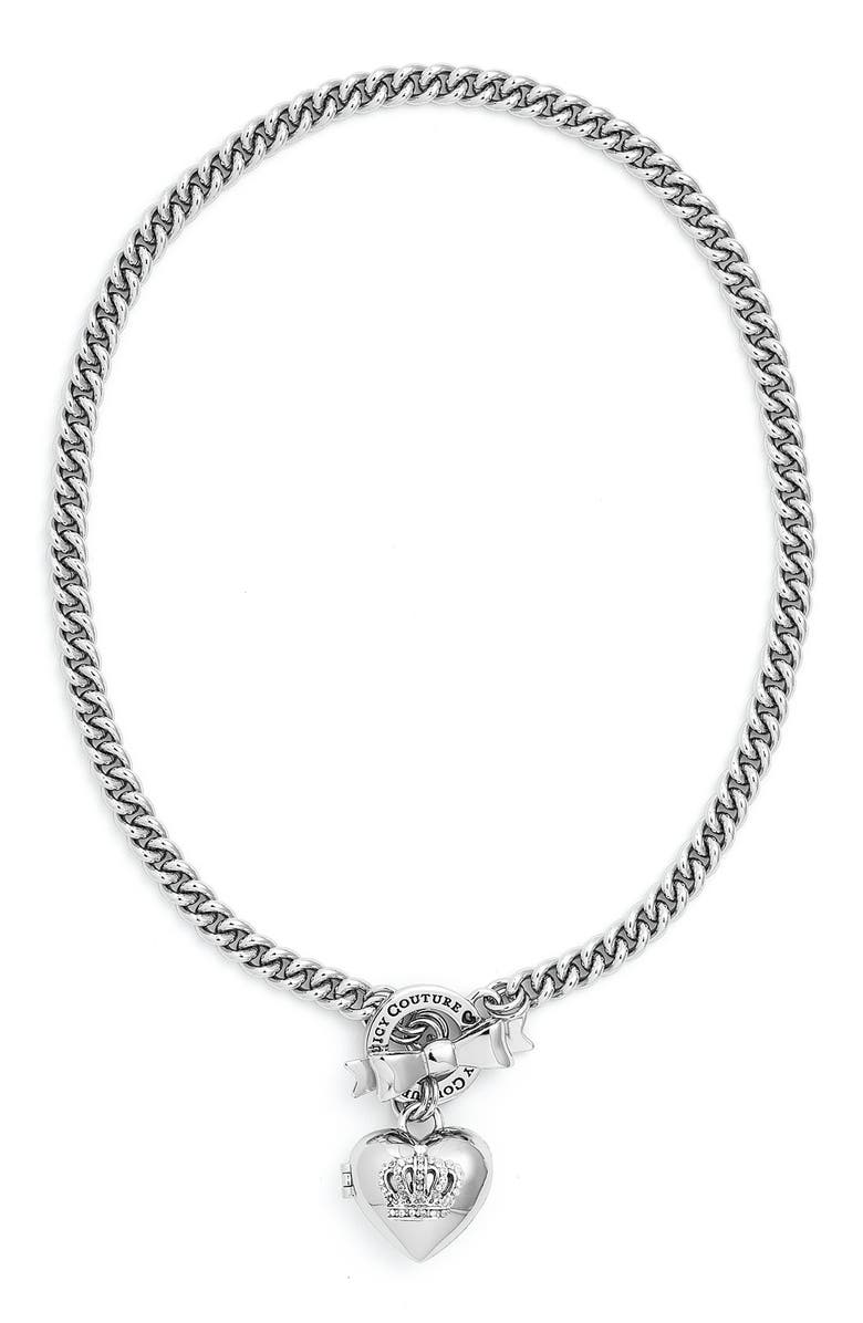 Juicy Couture 'Crown Icons' Heart Locket Necklace, Main, color,