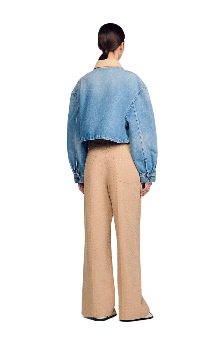 SANDRO Denim jacket with studs, Alternate, color,