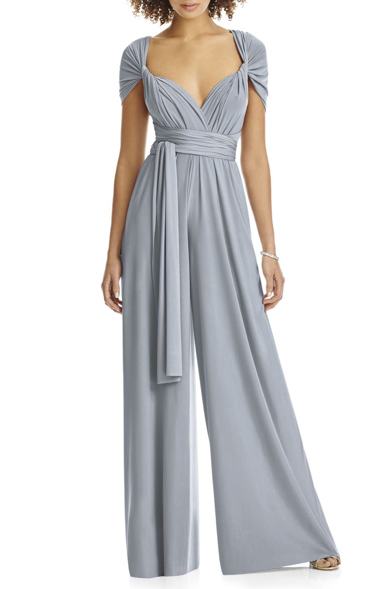 Convertible Wide Leg Jersey Jumpsuit, Main, color, PLATINUM