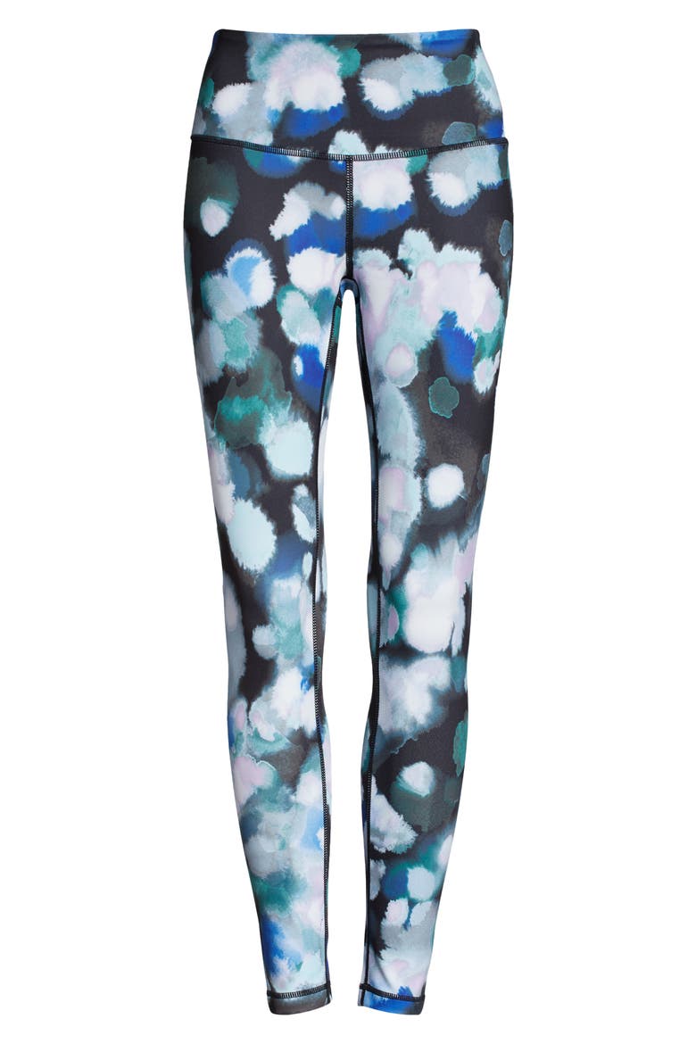 Live In High Waist Ankle Performance Leggings, Alternate, color, BLACK- TEAL COLOR BURSTS