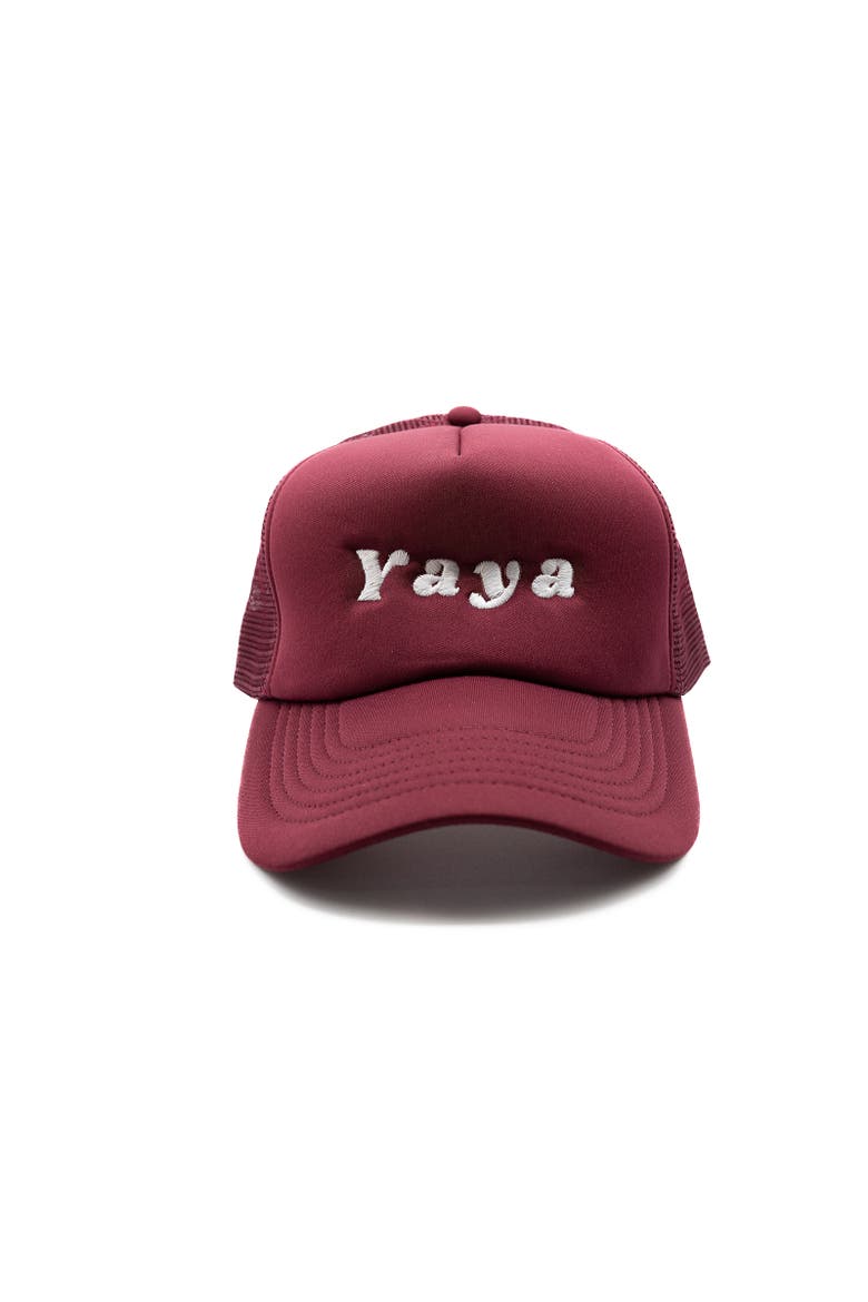 Yaya Foam Trucker Hat, Main, color, Burgundy