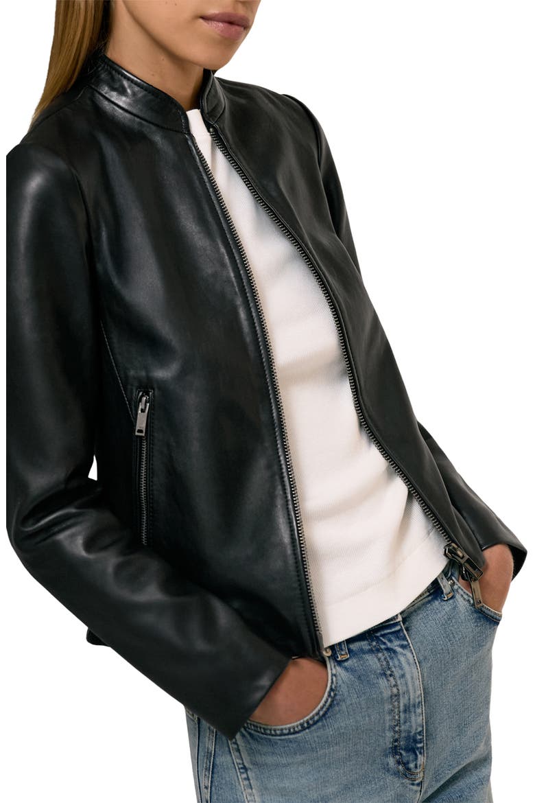 Allie Leather Jacket, Alternate, color, BLACK