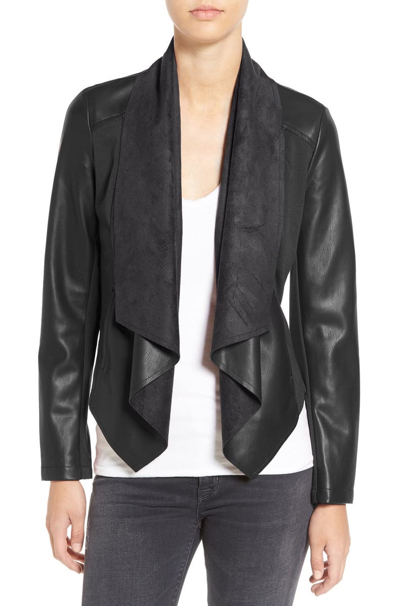 KUT from the Kloth 'Ana' Faux Leather Drape Front Jacket, Main, color, 