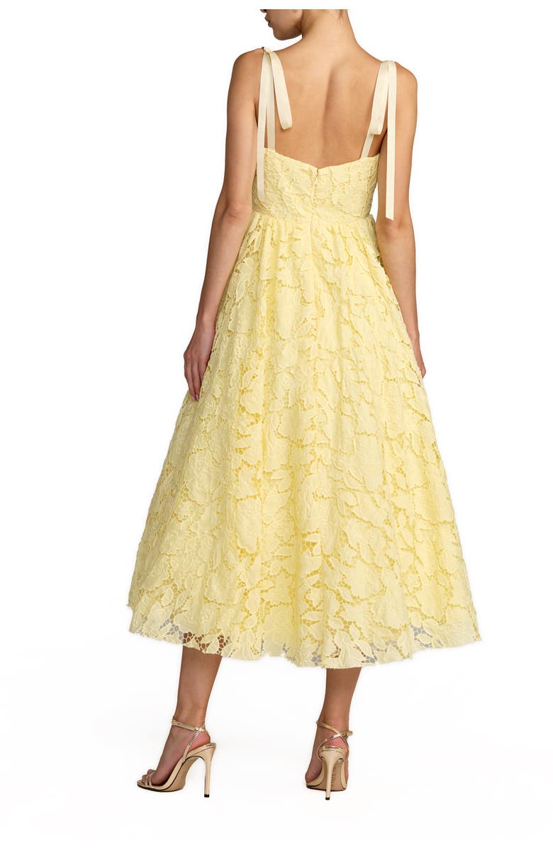 Mac Duggal Lace Sweetheart Tie Strap A-Line Midi Dress, Alternate, color, Butter