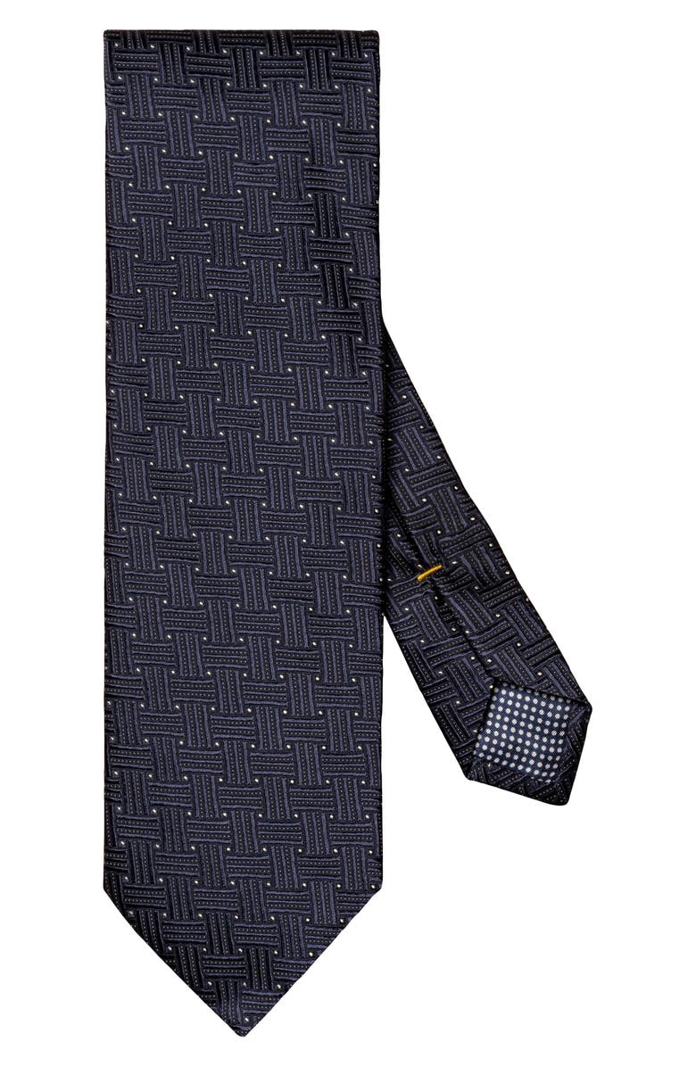 Eton Basketweave Silk Tie, Main, color, Navy