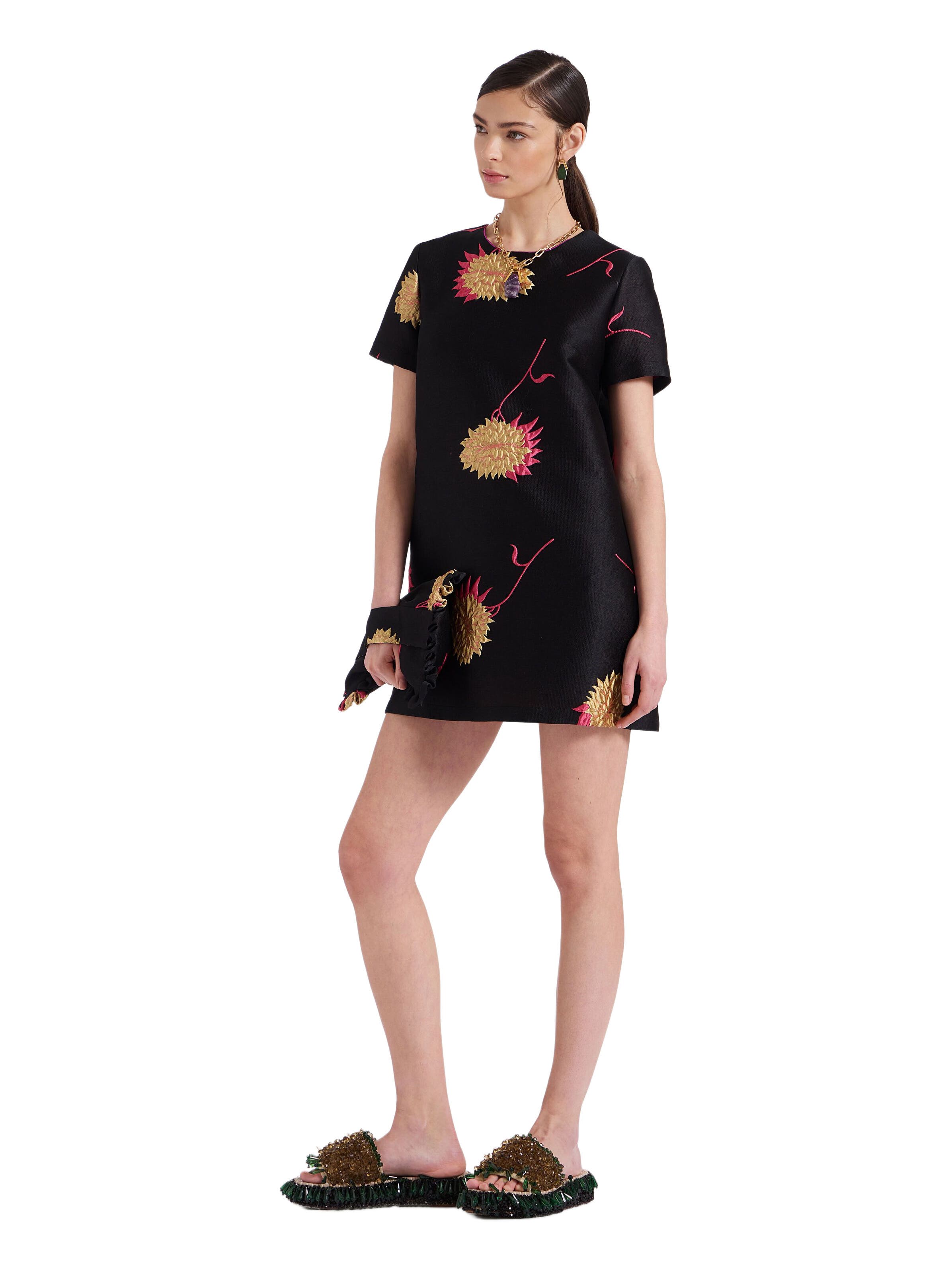 Mini Swing Dress Derby Jacquard Black