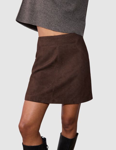 Suede A-Line Mini Skirt