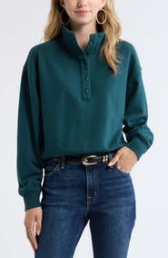 Treasure & Bond Funnel Neck Henley Sweatshirt