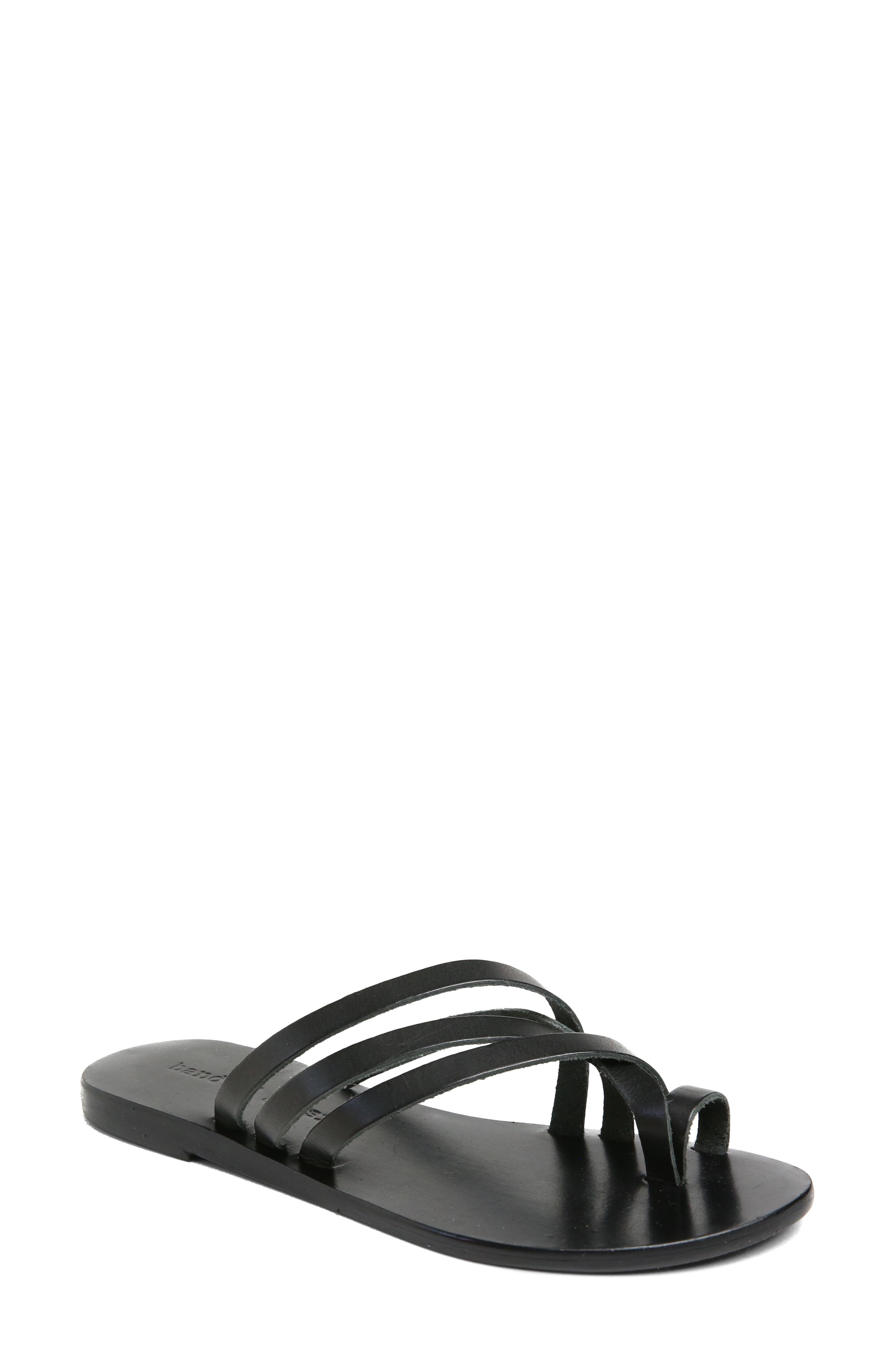 Rose Slide Sandal, Main, color, BLACK LEATHER