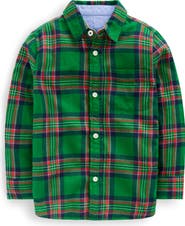 Mini Boden Kids' Plaid Cotton Flannel Button-Up Shirt