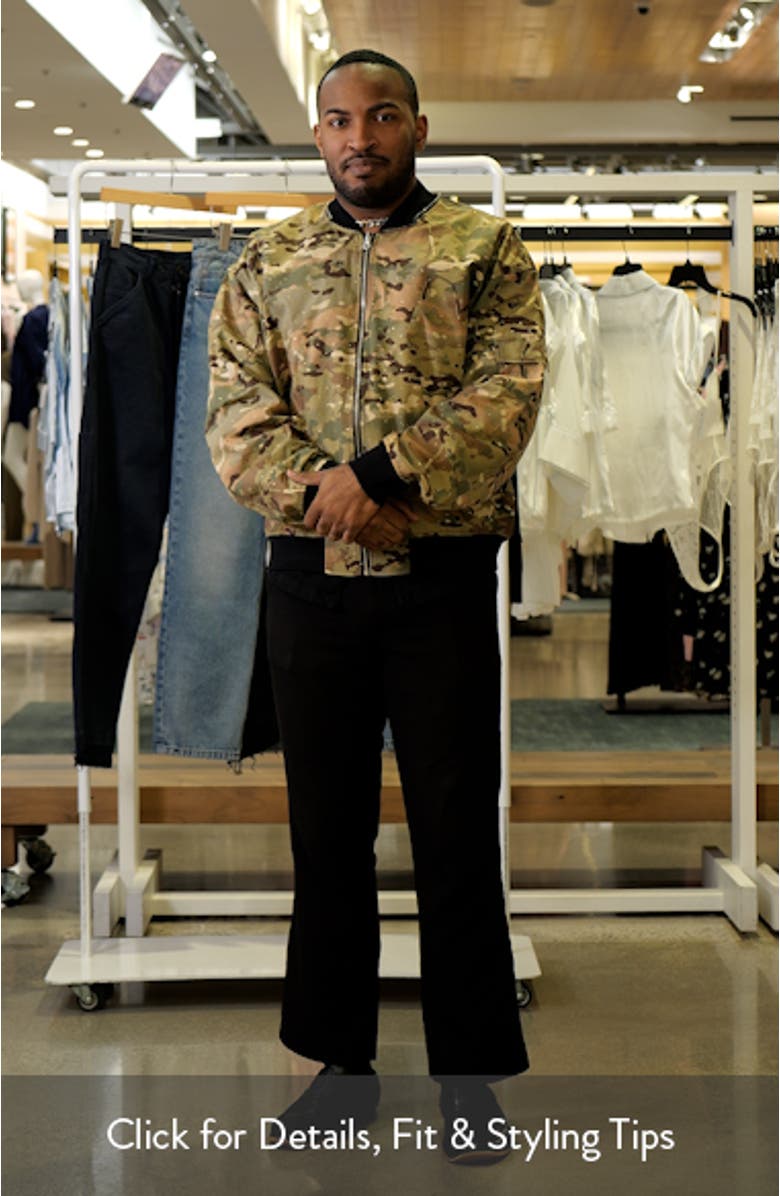 Rhinestone Embellished Camo Print Cotton Bomber Jacket, sales video thumbnail