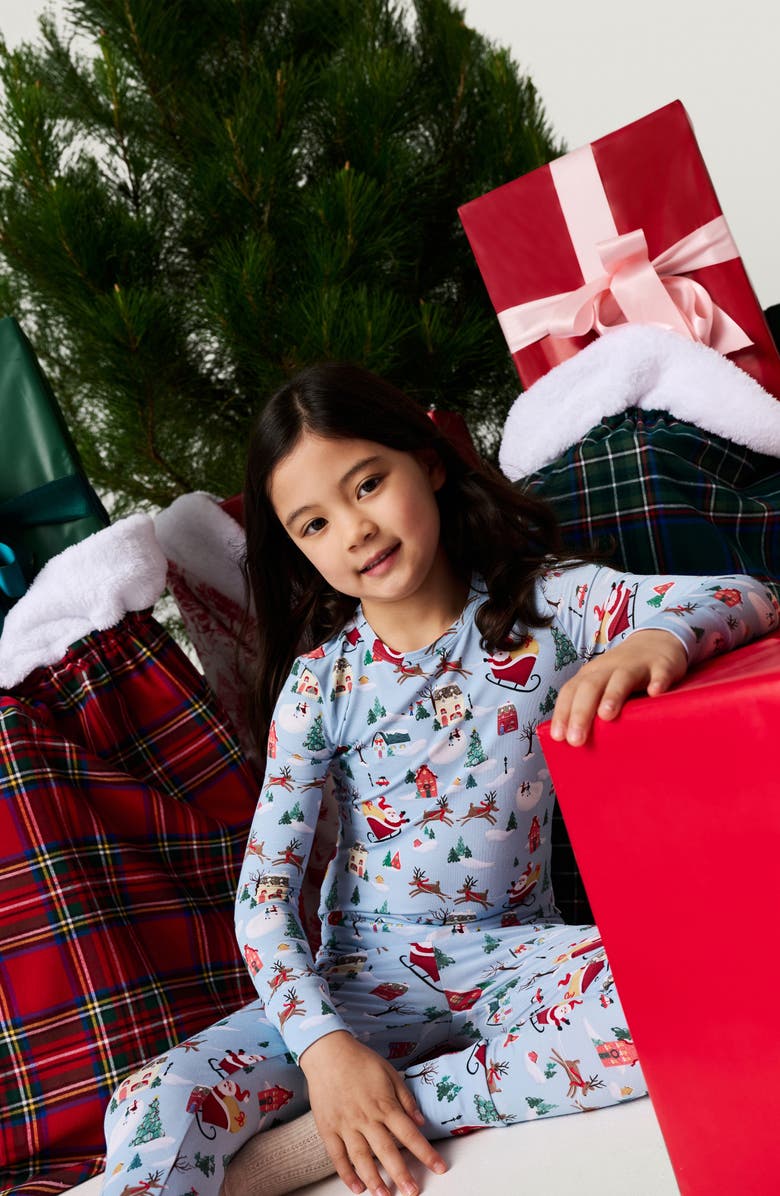 Posh Peanut Kids' Print Fitted Two-Piece Pajamas, Alternate, color, Christmasville
