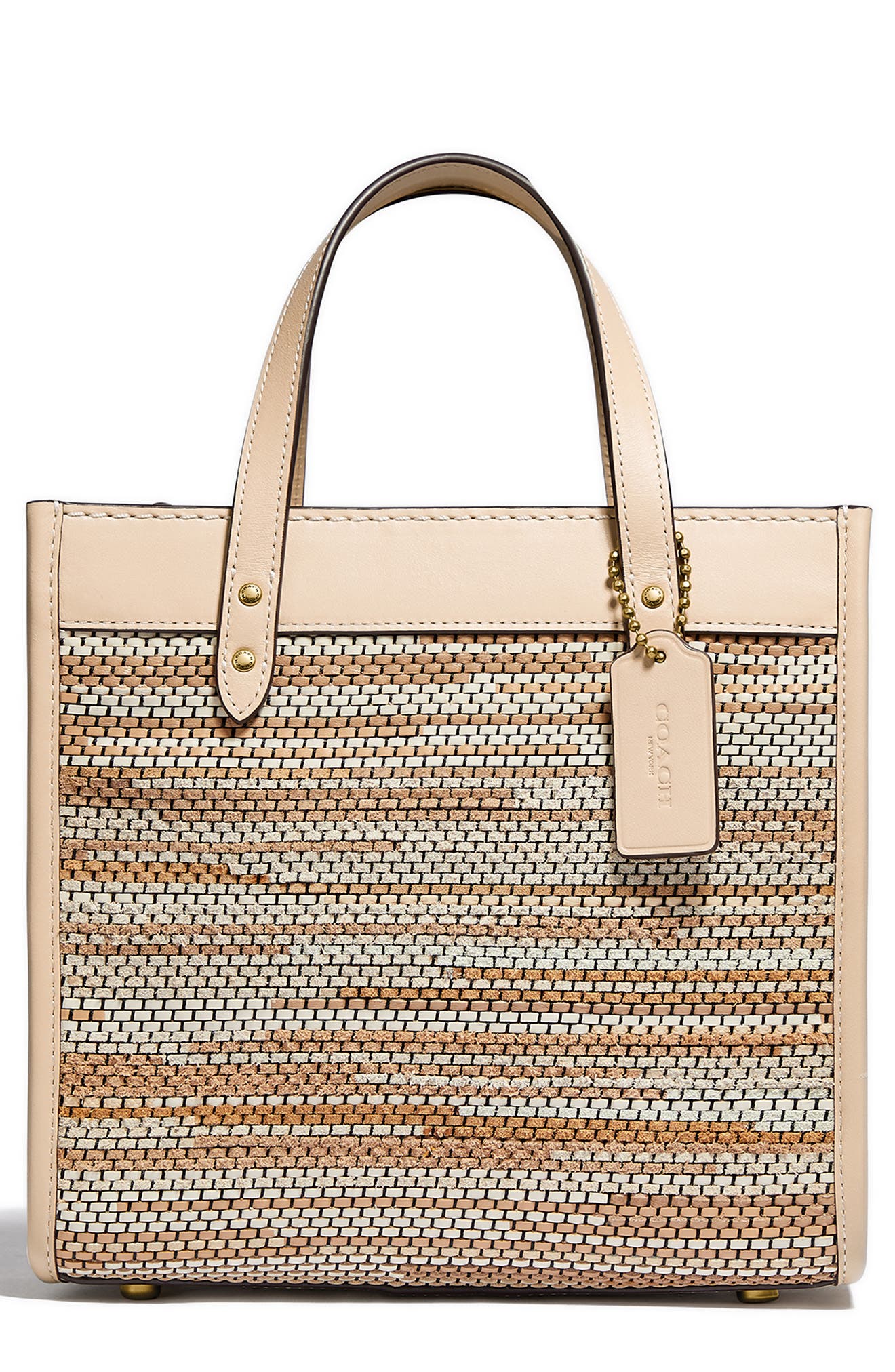 COACH Field Upcycled Woven Leather Tote, Main, color, 