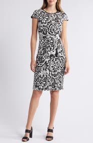 Vince Camuto Floral Jacquard Knit Sheath Dress