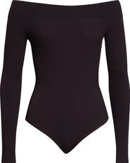 Alaïa Sculpting Rib Off the Shoulder Bodysuit