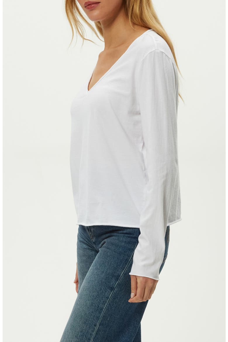 Kailee Long Sleeve V-Neck Cotton T-Shirt, Alternate, color, WHITE