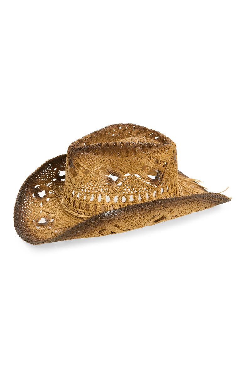 Rustic Straw Cowboy Hat, Main, color, DARK NATURAL