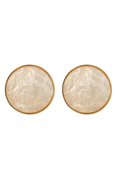 Bezel Set Shell Earrings