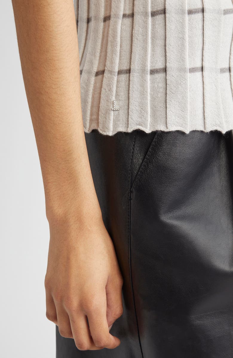 Lafayette 148 New York Plaited Stripe Cashmere Rib Cardigan, Alternate, color, Pearl Multi