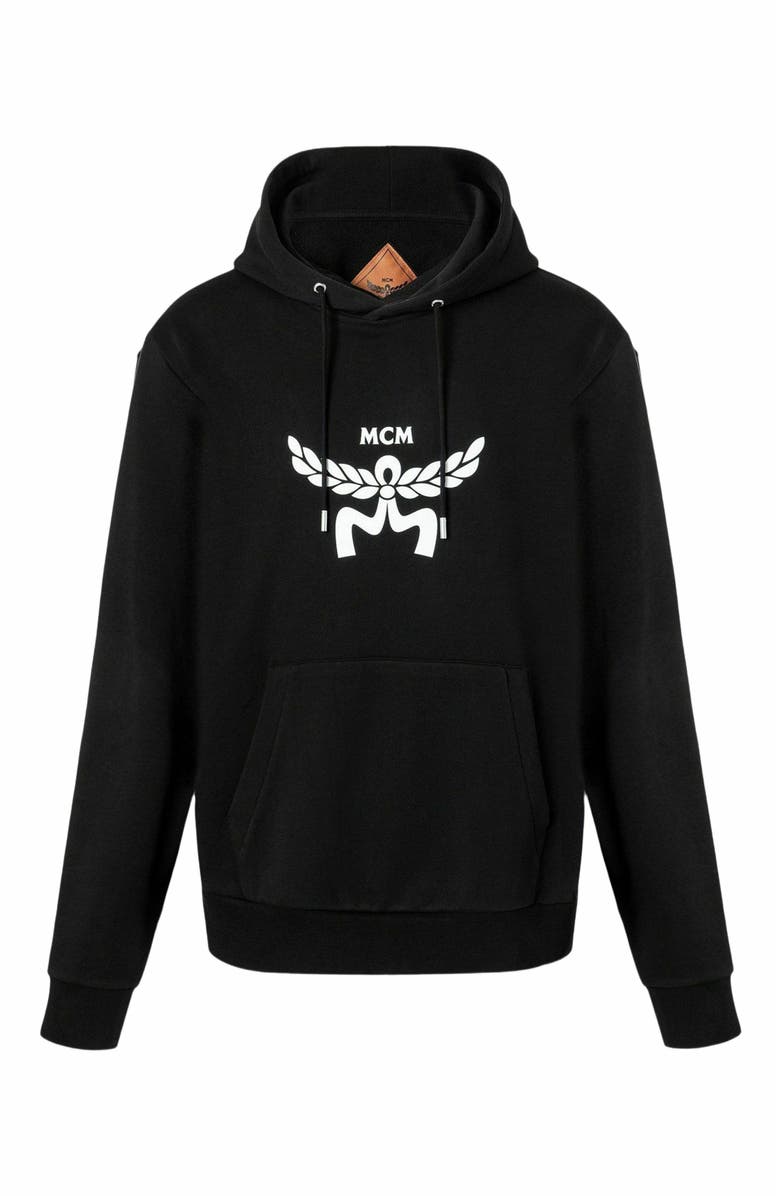 MCM Classic Logo Hoodie in Organic Cotton, Alternate, color, Black