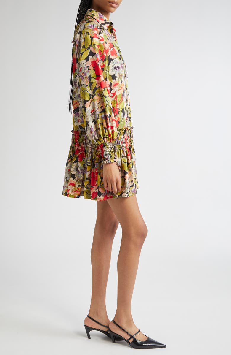 Cinq à Sept Damia Canyon Bloom Long Sleeve Minidress, Alternate, color, Black Multi