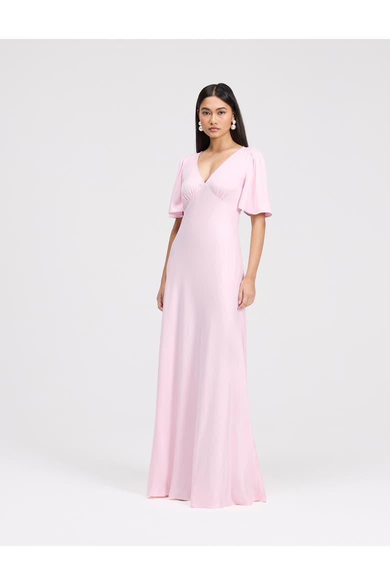 Arabella Angel Sleeve Satin Maxi Dress, Main, color, Pale Pink