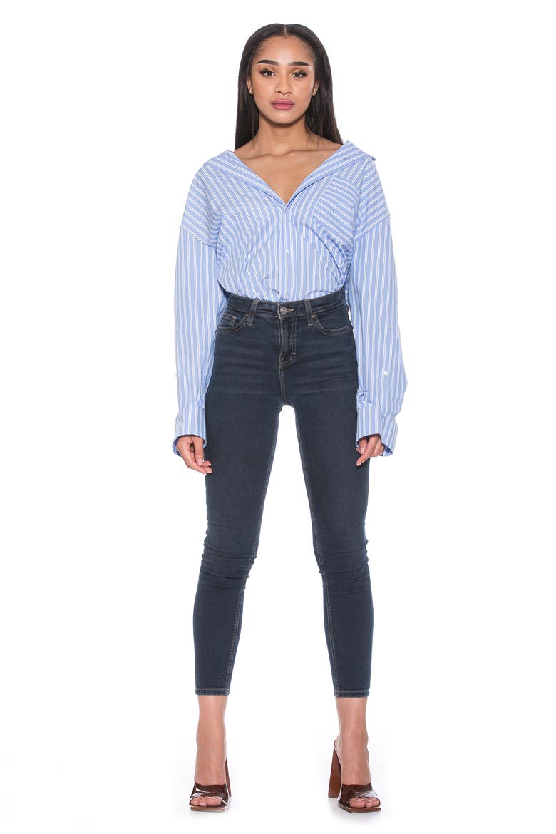 Tammi Oversize Stripe Boyfriend Button-Up Shirt, Alternate, color, BLUE STRIPE
