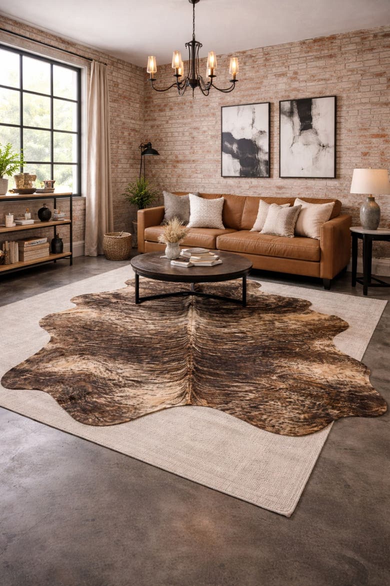 Eco Hides Brindle Cowhide Rug 8'7" × 6'6", Alternate, color, Brindle